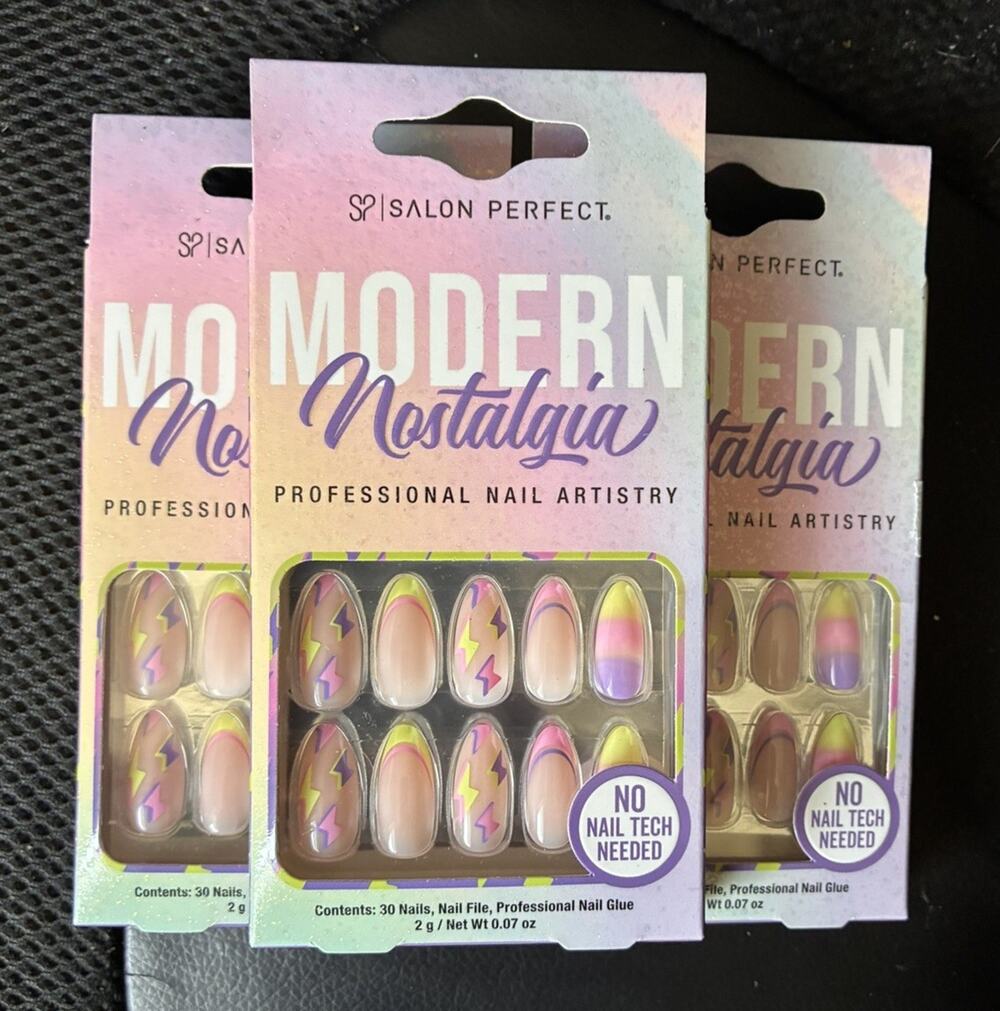 Salon Perfect Lightning Press-On Nails, Almond Medium, 30ct - 3 Packages